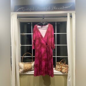 Torrid Pink Floral Wrap Midi Dress